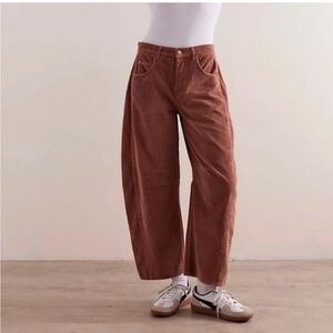 Free People mid rise barrel Corduroy Pants - Brown
